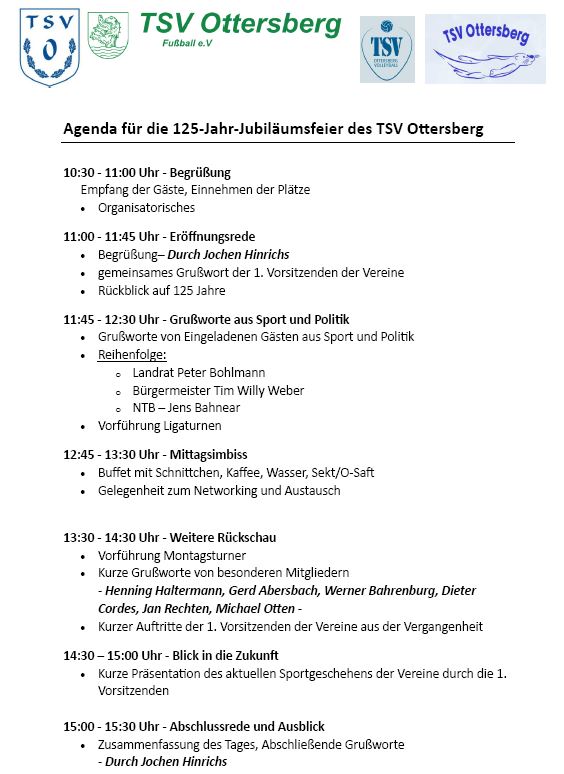 Agenda Jubiläumsfeier 2026