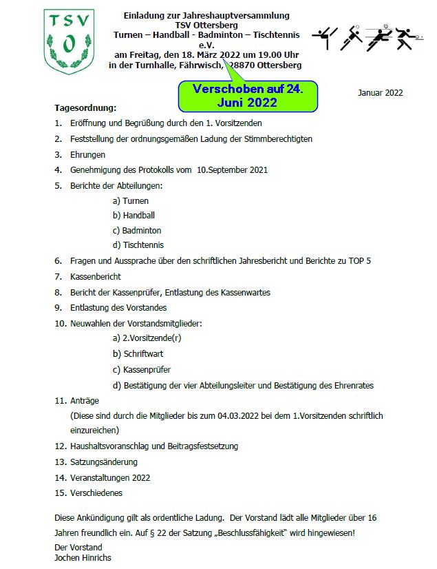 Einladung Mitgliederversammlung 2022