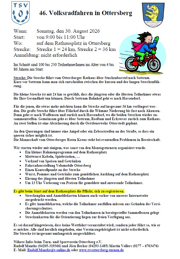 Vorankündigung Volksradfahrten in Ottersberg 2026