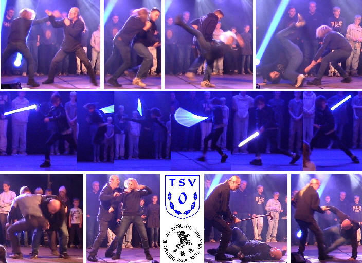 Die Ju Justu Do Gruppe um Thorsten und Tristan Fehr zeigte diverse Ausschnitte aus dem Training und Kursen.